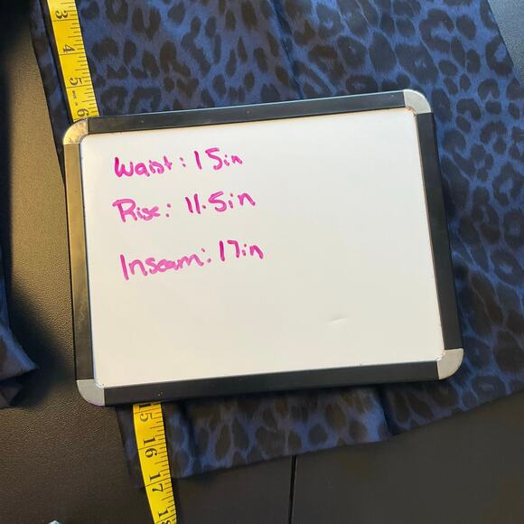 Harlyn Anthropologie Black Blue Leopard Print Onca Culotte Pants Sz 12 Wide Leg - Picture 9 of 9